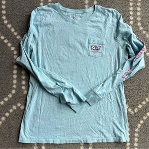 Vineyard Vines -  Sky Blue Cotton Long Sleeve Pocket Tee - MEDIUM